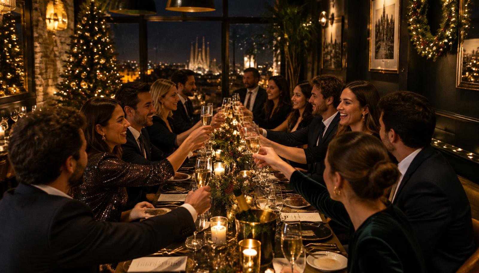 Cena de empresa de Navidad en Barcelona con show